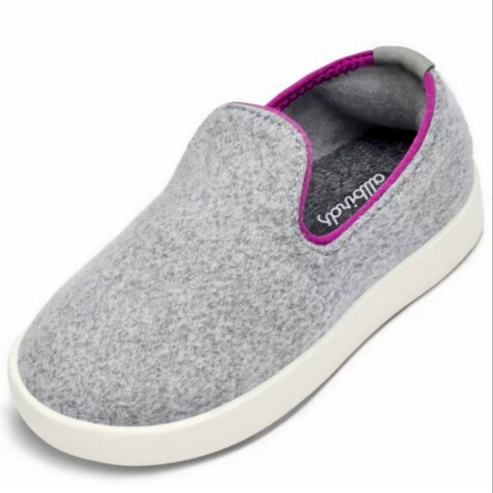 allbirds Kids Grey Felt Slip-On Sneakers with Pink Trim